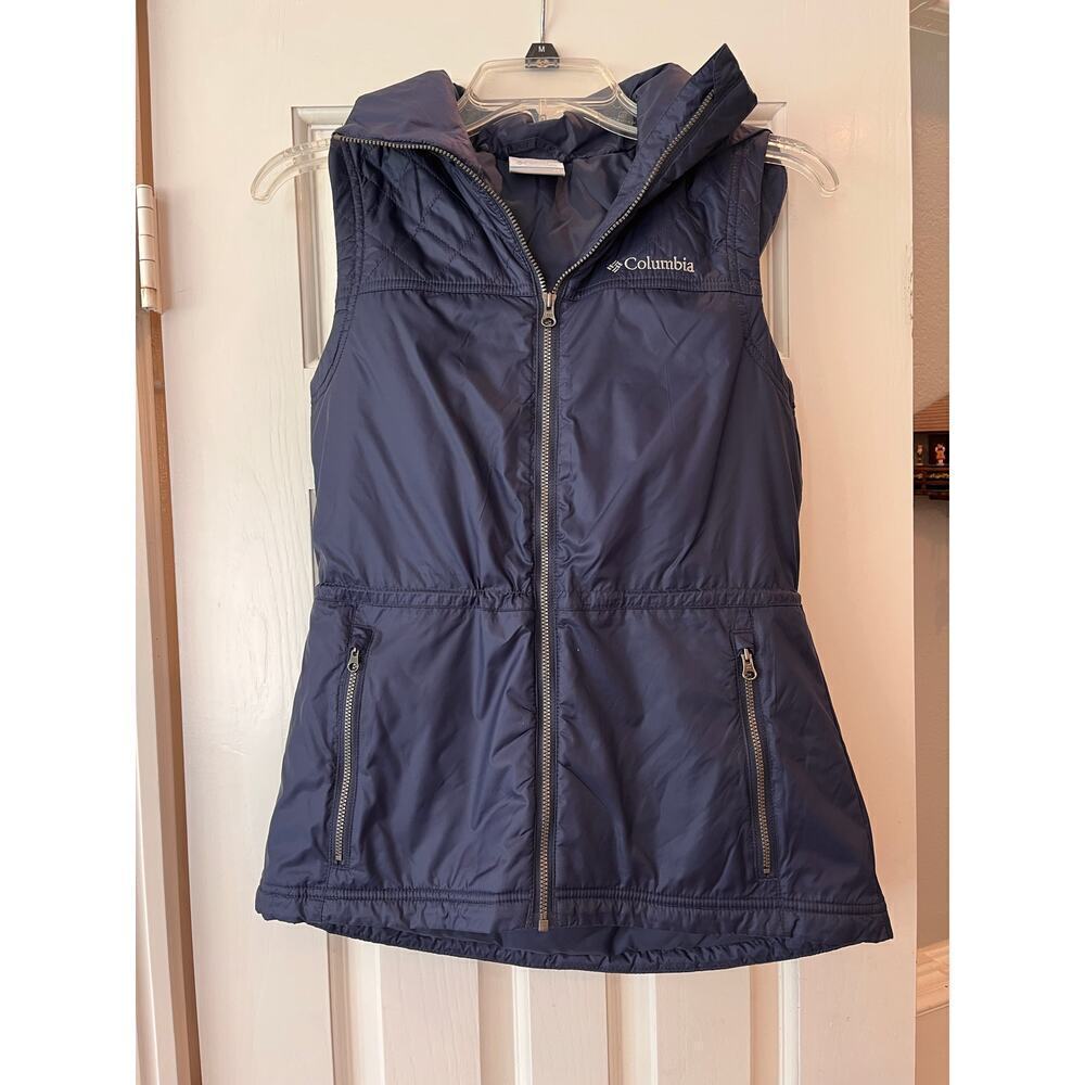 Columbia Nylon Vest Women XS Hooded Full Zip Pockets Lightweight Hiking Outdoor